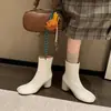 20226 Botas de Outono/Inverno com Dedos Separados, Botas Femininas Plus Size, Botas de Moda Europeia e Americana com Salto Médio Grosso, Botas Femininas Estilo Martin com Zíper Lateral