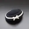 Sombrero de Copa con Lazo de Terciopelo Blanco y Negro Tocado Estilo Hepburn Británico Nautica Chica JK Preppy Cúpula Sombrero de Marinero