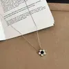 Dulce y Fresca Flor de Lazo Personalizada Collar de Perlas de Cristal Negro Cadena para el Cuello Cadena para la Clavícula Tendencia de Moda Femenina
