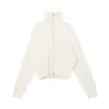Un cárdigan de punto práctico y elegante de manga larga con cuello alto y mangas raglán, perfecto para mujeres en otoño, con un diseño de doble cremallera