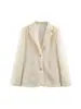 Comercio exterior transfronterizo de Amazon más vendido ropa de mujer otoño 2026 blazer jacquard suave blanco roto, chaqueta de trabajo de corte holgado y favorecedor