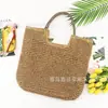 Nova Bolsa de Palha Tecida com Corda de Papel Monofilamento Recortada Moda Alça de Rolamento Bolsa de Ombro Único Bolsa Casual Feminina Bolsa de Praia