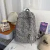 Mochila Versátil de Pana con Lazo Floral para Mujeres Universitarias, Gran Capacidad, Ligera para el Trabajo, Mochila Doble