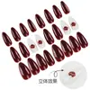 Arte de Uñas Uñas Portátiles Exportación Popular Retro Noche Oscura Rojo Vino Huella de Labios Tipo Almendra Mediana Arte de Uñas Portátil
