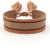 Pulsera de Cinta Tejida Estilo Étnico con Texto Bordado y Borlas, Pulsera Trenzada DIY, Diseño Simple, 104 Colores Disponibles, Pulsera Estilo Europeo y Americano