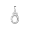 Collar con Colgante Clásico de Moda con Soporte Vacío de Diamantes Completos Soporte de Collar de Cobre Soporte de Plata 925 para Incrustar Jadeíta Ovalada Artificial