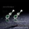 Novo diamante-incrustado branco zircônio gota de água flor verde cristal brincos geométricos mulheres all-match luxo elegante elegante brincos finos