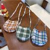 Bolsa de Huevo a Cuadros Nueva de Primavera Linda Ovalada para Mujer Bolso Mensajero Móvil Bolso de Hombro Retro Versátil de Gran Capacidad
