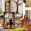 Banderas de Jardín Personalizadas Transfronterizas con Gato Negro, Calavera, Elfo, Calabaza, Decoraciones de Patio de Halloween, Banderas Impresas por Ambos Lados