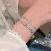 Pulsera Nueva de Zirconia de Cuatro Hojas al por Mayor, Lujo Ligero, Accesorio Fresco y Refinado, Pulsera Ajustable de Gama Alta para Mujeres