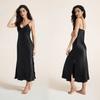 Camisola de Alcinha Sexy com Fenda Longa de Seda Gelada para Mulheres, Roupa de Dormir Yaoting com Laço para Mulheres
