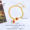 Novo Estilo Chinês Estilo Nacional Joias Ouro Areia Açúcar AB Pulseira Pulseira Ajustável Vermelho Amarelo Corrente Quadrada para Mulheres