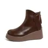 Botas Martin casuais versáteis e confortáveis 2026, novas botas femininas outono/inverno, bico redondo, sola grossa, que aumentam a altura, com zíper traseiro, tornozeleiras