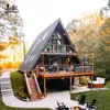 Venta directa de fábrica de cabañas de madera triangulares, cabañas de vacaciones al aire libre, villas de madera, jardines de patio, diseños de resorts y soláriums