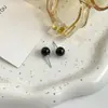 Aretes de ágata negra transmisión en vivo para vender pendientes de regalo baratos Ruan guapos cuentas redondas pendientes de guisantes negros