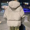 Jaqueta Pão Acolchoada de Algodão Oversize com Capuz Color Sólida Funcional Versátil para Outono e Inverno para Homens e Mulheres