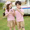 Uniformes de Jardín de Infancia para Estudiantes de Primaria Conjunto de Dos Piezas de Manga Corta de Verano Fresco y Cómodo Rosa Uniformes Casuales de Clase Uniformes para Reuniones Deportivas