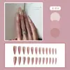 Z-321 Unhas Postiças Florzinha Cristal Nude Ponta Longa Transfronteiriça Menina Popular Flor de Cristal High-End 24 Peças Pontas de Unha Usáveis Atacado