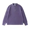 Ropa Vintage 25 Otoño/Invierno Nuevo Estilo Americano Suéter de Cuello Henley para Hombre Retro Holgado Pullover Estilo Old Money Ropa de Punto