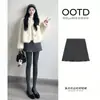 Falda de encaje con lunares, falda de lana ajustada, falda corta gris con volantes estilo coreano nueva para otoño/invierno 2026 para mujer