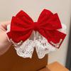 Horquilla Estilo Chino para Niñas Horquilla de Presión Trasera con Lazo Clip Superior de Corona Roja Accesorios para el Cabello Tocado de Año Nuevo Estilo Antiguo para Niños