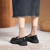 668-31 Huidong Yixinda Mandala Negro ~ Zapatos Mocasines Gruesos de Suela Gruesa con Moneda de Oro Pequeña Hechos a Mano para Mujer Zapatos Pequeños de Cuero