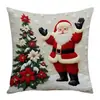 Fronha Temática de Natal Transfronteiriça Rena Papai Noel Árvore de Natal Decoração de Feriado Fronha de Almofada Atacado