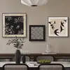 Pintura decorativa chinesa estilo retrô preto e branco restaurante sala de estar fundo francês pintura de parede nicho arte mural de andorinha