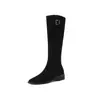 Nuevas botas de pelo de cuero mate 2023 punta redonda tacón grueso tacón bajo botas de estilo occidental botas con hebilla de cinturón botas altas retro para mujer