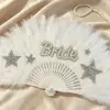 Abanico de Plumas para Novia Más Vendido Transfronterizo con Decoraciones de Estrella de Perlas y Pedrería para Bodas y Fiestas, Suministro de Etsy