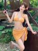 Ropa para Vacaciones en la Isla de Bali, Tailandia Bikini Sexy de Tres Piezas para Mujer que Cubre el Vientre Adelgazante Fuente Termal