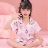 Pijama Nuevo de Verano 2026 para Niños, Conjunto de Manga Corta y Shorts para Niños y Niñas, Ropa de Casa Delgada de Seda de Hielo para Niños Mayores