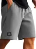 Shorts Esportivos Transfronteiriços para Homens, Calças Casuais de Verão Estilo Americano, Shorts de Cinco Pontos em Malha Waffle, Calças Masculinas para Homens de Meia-Idade e Jovens, Azul