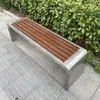 Banco de parque, banco largo para exteriores, acero inoxidable, madera anticorrosión, asiento público recreativo para exteriores para plazas y comunidades, banco largo colorido