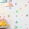 Nueva película láser PET reflectante colorida, pegatinas de pared talladas, bricolaje, combinación de estrella de cinco puntas, pegatina de pared de vidrio LS003
