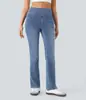 Jeans Rectos de Cintura Alta Lavado Bigotes de Gato, Pantalones Largos Holgados Ajustados Elásticos en Cuatro Direcciones, Jeans Europeos y Americanos para Mujer de Venta Transfronteriza