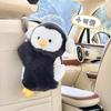 Caja de pañuelos para coche de dibujos animados, muñeco de peluche, pingüino lindo, colgante para asiento de coche, caja de papel, bolsa para pañuelos de coche