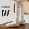 Meias Femininas de Renda para Primavera e Outono, Meia-Calça com Laço, Meias de Algodão com Babados Coloridas Sólidas Estilo Princesa Lolita Retrô, Venda por Atacado