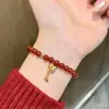 Pulsera con Borla de Moneda de Cobre y Ágata Roja para Mujer, Diseño de Nicho, Año Nuevo, Año del Zodiaco, Pulsera Roja, Jade