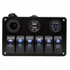 Enchufe de alimentación con voltímetro y USB para vehículos modificados, autocaravanas, coches, yates, panel combinado de 5 y 6 posiciones con interruptor basculante