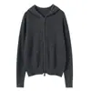 Suéter Cardigan Tricotado com Capuz Torcido Casual Solto Outwear de Outono e Inverno Suéter de Cashmere para Mulheres 100% Cashmere Puro