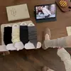 Polainas de punto blancas para mujer, estilo sin pies, primavera y otoño, estilo ballet, serie Miu, calcetines apilables, raya vertical, calcetines de pantorrilla estilo japonés
