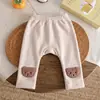 Calça de Fleece Forrada para Bebês e Crianças Pequenas, Roupa Infantil Outono e Inverno, Leggings Fofas de Ursinho Cartoon para Meninos e Meninas