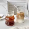 Paquete Seguro Transfronterizo Taza con Forma de Nube para Café y Jugo con Popote, Taza Chubby Espiral de Alto Borosilicato para Bebidas Frías