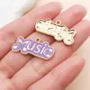 Accesorio de aleación con goteo de aceite, nota musical de guitarra, violín, piano, colgante para collares, llaveros y joyería DIY