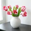 Ramo de flor de tulipán de loro de un solo tallo para decoración de escenas, tulipán de alta gama para uso en bodas, flores artificiales