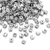 Cuentas de Letras Cuadradas de Acrílico de 6 mm Color Plata Antigua para Hacer Joyería DIY, Llaveros, Cadenas para Teléfono Móvil, Accesorios Decorativos, Cuentas Sueltas