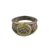 Anel de Bronze Mancha Eterna Estilo Retrô Tendência da Moda Personalidade Versátil Atmosfera Clássica Anel de Jade com Três Ganchos