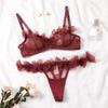 Conjunto de Sutiã Sexy Puro Desejo Transfronteiriço Push-Up Renda Transparente Alças Tentação Roupa Íntima Sexy Seios Grandes Parecem Menores e Mais Finos