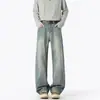 Shanggu Roupa Masculina 2026 Primavera e Outono Novos Jeans Masculinos Calças Casuais Streetwear Retrô Americano Calças Masculinas de Corte Reto